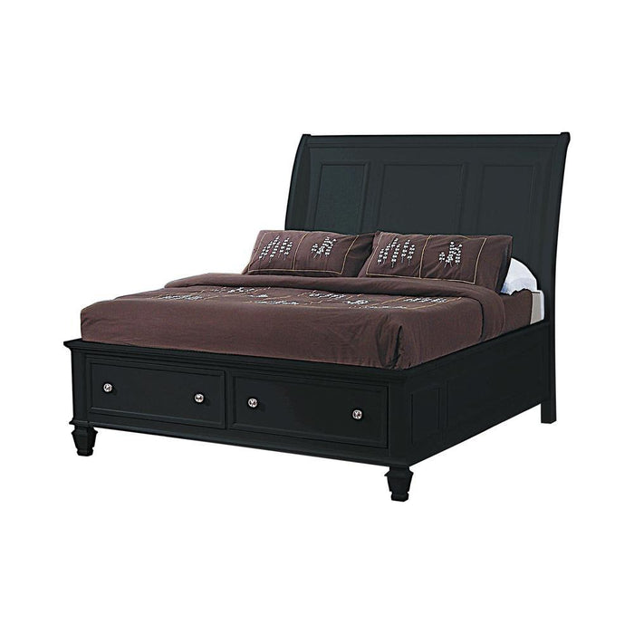 Sandy Beach Queen & E.King Storage Sleigh Bed Black & White - National Warehouse Furniture (Buffalo, NY)