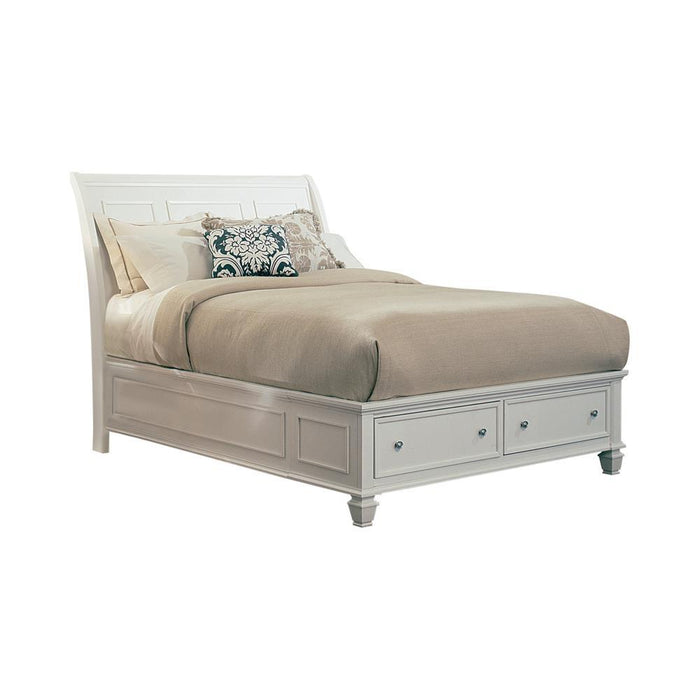 Sandy Beach Queen & E.King Storage Sleigh Bed Black & White - National Warehouse Furniture (Buffalo, NY)