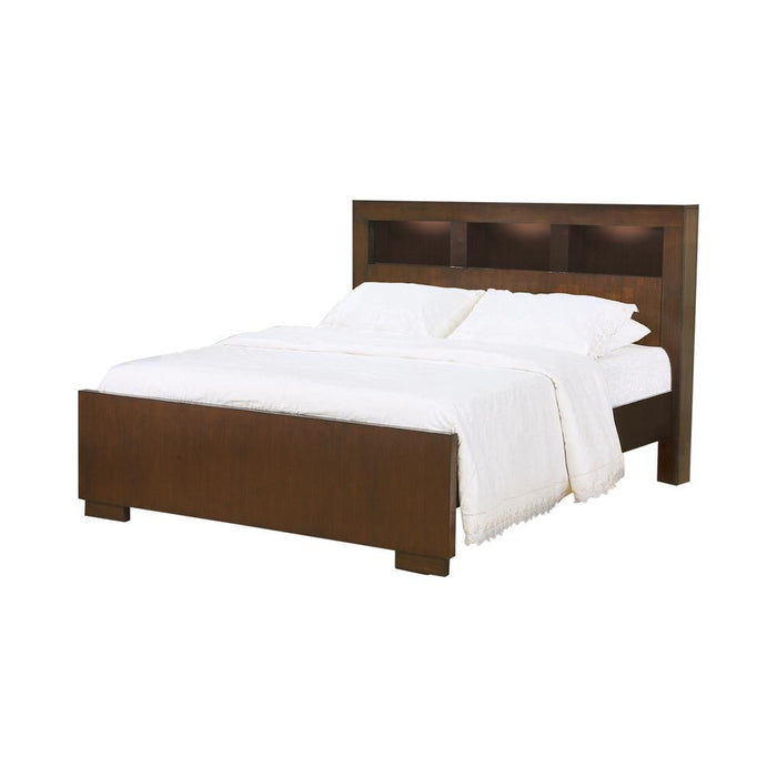Jessica California King, E.king, & Queen Bed with Storage Headboard Cappuccino - National Warehouse Furniture (Buffalo, NY)