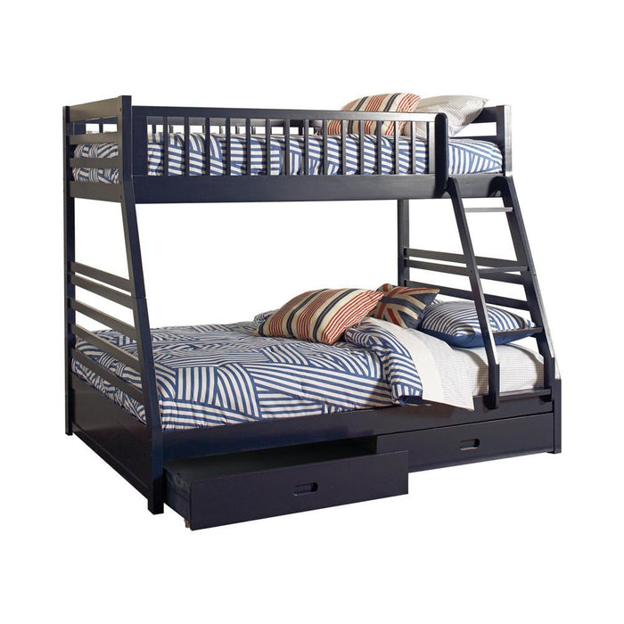 Ashton Twin Over Full 2-drawer Bunk Bed Cappuccino, White, Navy, Honey, & Brown - National Warehouse Furniture (Buffalo, NY)