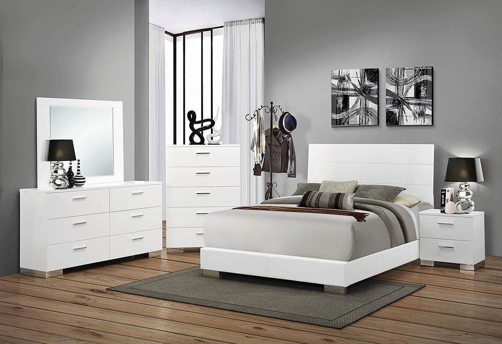 Felicity Eastern King, Queen, & Cal.King Panel Bed Glossy White - National Warehouse Furniture (Buffalo, NY)