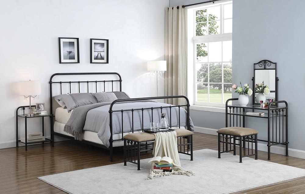 Livingston Queen Panel Metal Bed Dark Bronze - National Warehouse Furniture (Buffalo, NY)