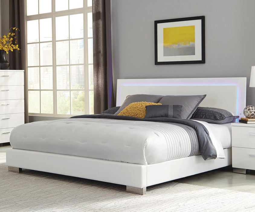 Felicity Eastern King, Queen, & Cal.King Panel Bed with LED Lighting Glossy White - National Warehouse Furniture (Buffalo, NY)