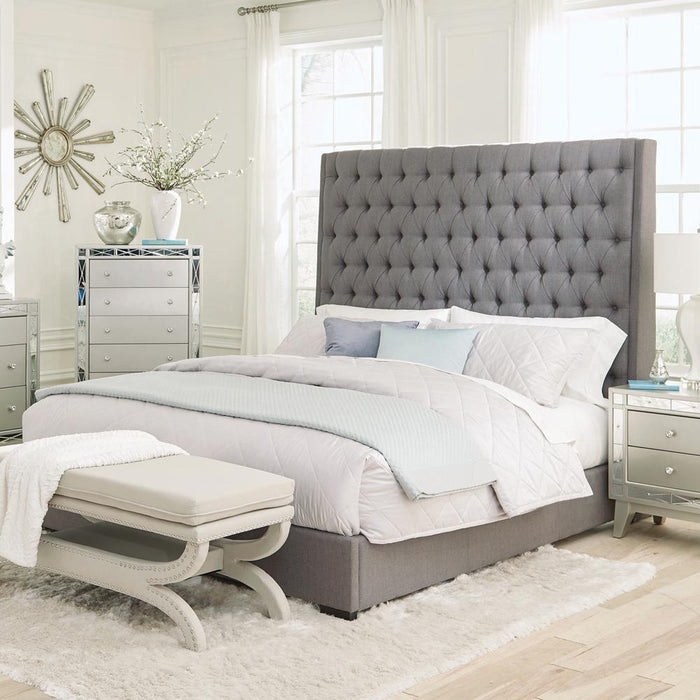 Camille Tall Tufted California King, E.King & Queen Bed Grey - National Warehouse Furniture (Buffalo, NY)