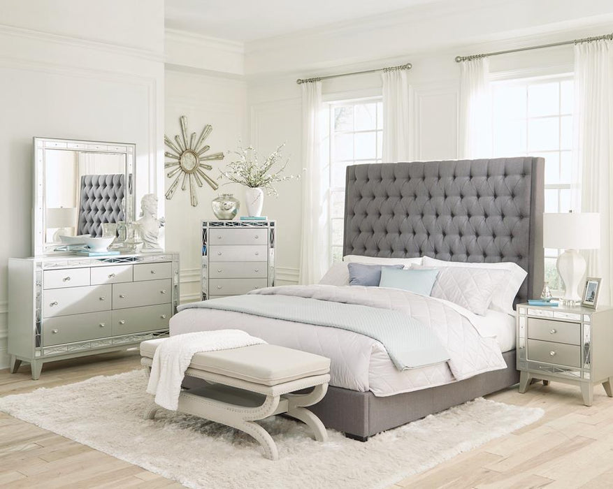 Camille Tall Tufted California King, E.King & Queen Bed Grey - National Warehouse Furniture (Buffalo, NY)