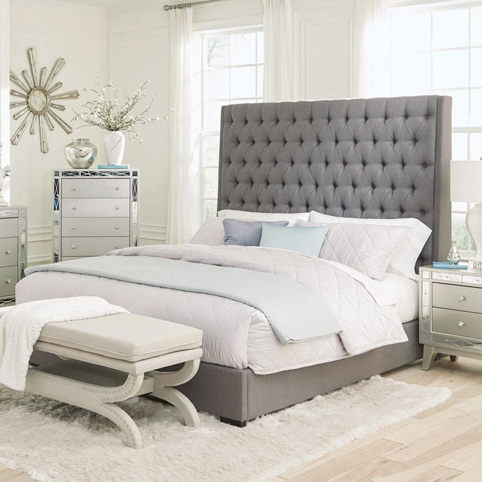 Camille Tall Tufted California King, E.King & Queen Bed Grey - National Warehouse Furniture (Buffalo, NY)