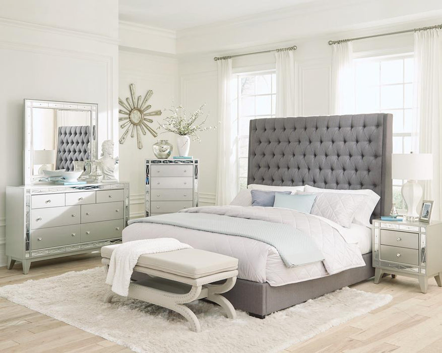 Camille Tall Tufted California King, E.King & Queen Bed Grey - National Warehouse Furniture (Buffalo, NY)