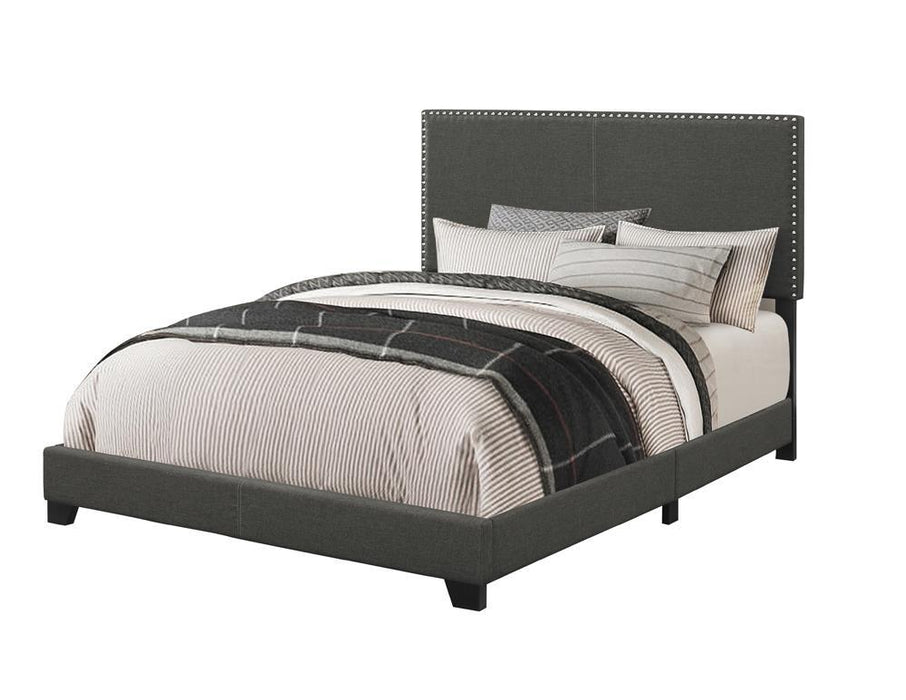 Boyd Queen Upholstered Bed with Nailhead Trim Charcoal - National Warehouse Furniture (Buffalo, NY)