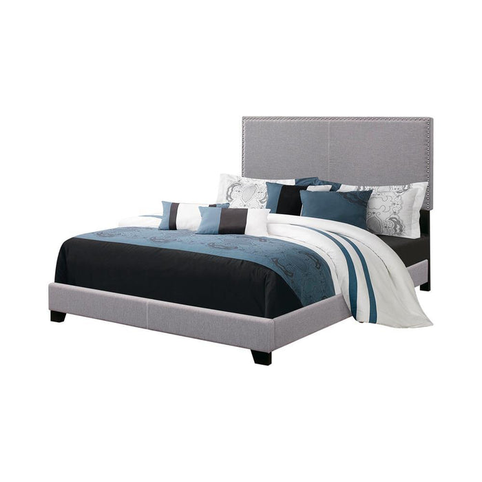 Boyd California King, King, & Queen Upholstered Bed with Nailhead Trim Charcoal & Grey - National Warehouse Furniture (Buffalo, NY)