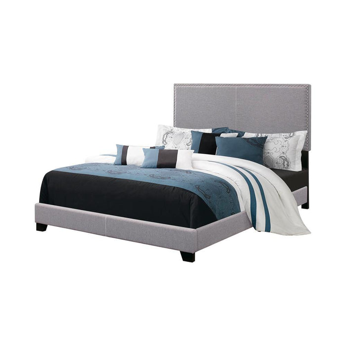Boyd California King, King, & Queen Upholstered Bed with Nailhead Trim Charcoal & Grey - National Warehouse Furniture (Buffalo, NY)