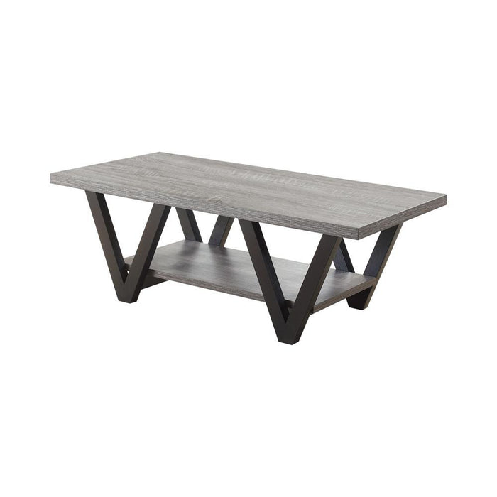 Stevens V-shaped Coffee Table Black and Antique Grey - National Warehouse Furniture (Buffalo, NY)