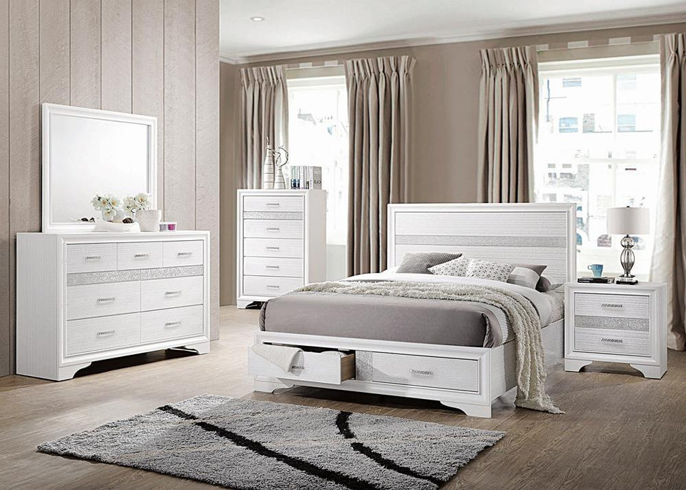 Miranda California King. E.King, & Queen 2-drawer Storage Bed Black & White - National Warehouse Furniture (Buffalo, NY)