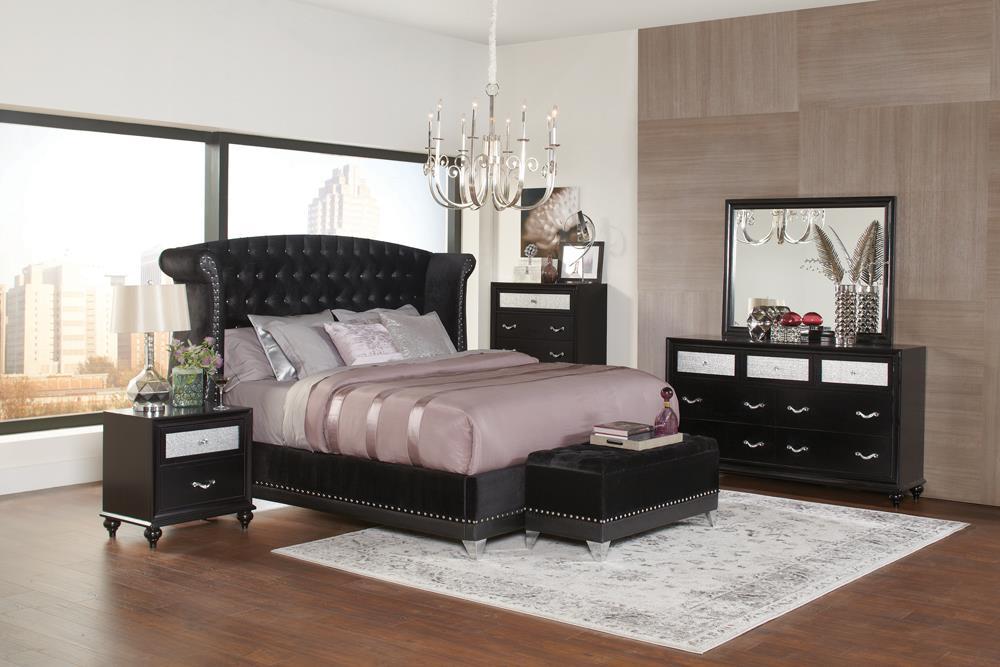 Barzini California King, E.King, & Queen Tufted Upholstered Bed Black - National Warehouse Furniture (Buffalo, NY)