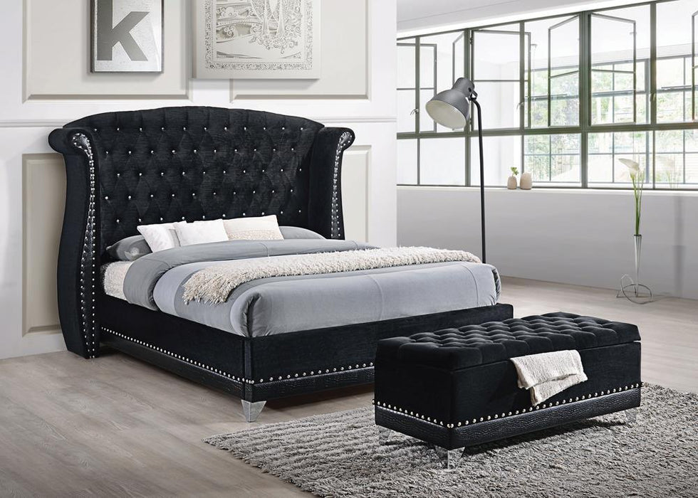 Barzini California King, E.King, & Queen Tufted Upholstered Bed Black - National Warehouse Furniture (Buffalo, NY)