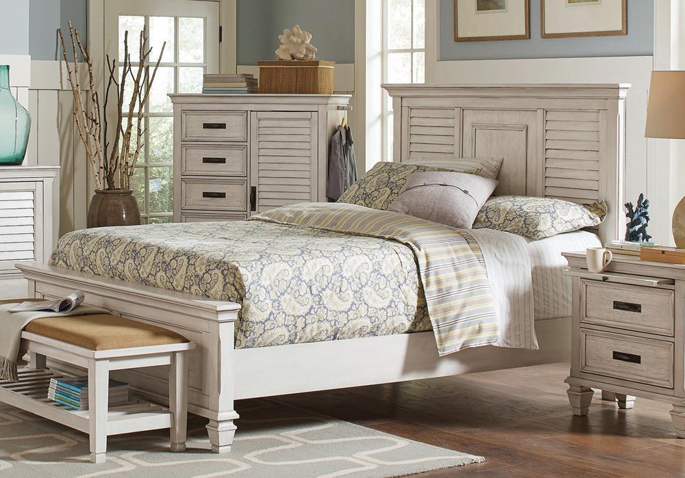 Franco Eastern King & Queen Panel Bed Antique White & Oak - National Warehouse Furniture (Buffalo, NY)
