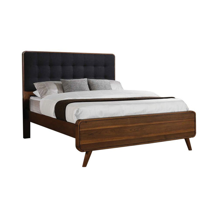 Robyn California King, E.King, & Queen Bed with Upholstered Headboard Dark Walnut - National Warehouse Furniture (Buffalo, NY)