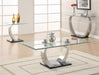 Pruitt Glass Top Coffee Table Clear and Satin - National Warehouse Furniture (Buffalo, NY)