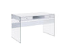 Dobrev 2-drawer Writing Desk Glossy White and Clear - National Warehouse Furniture (Buffalo, NY)