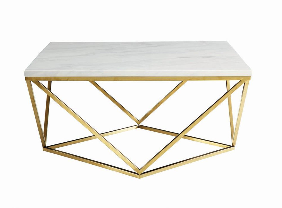 Elana Rectangle 2-shelf Coffee Table Glossy White - National Warehouse Furniture (Buffalo, NY)
