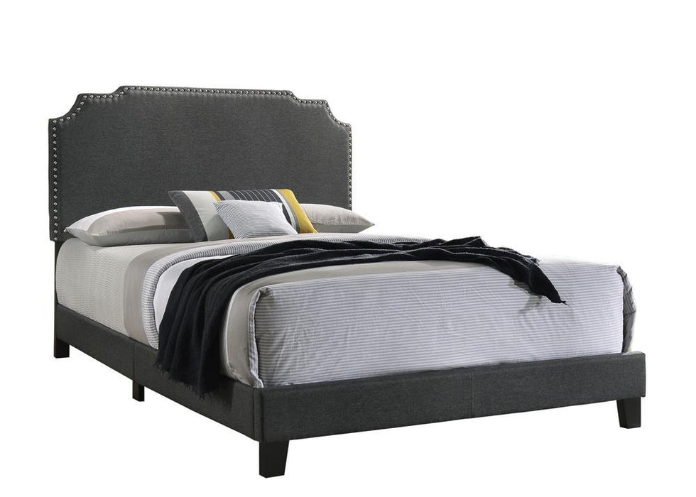 Tamarac Upholstered Nailhead Full, Eastern King & Queen Bed Beige & Grey - National Warehouse Furniture (Buffalo, NY)
