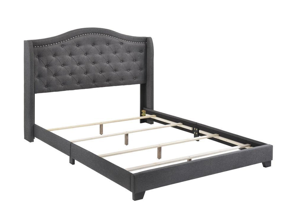Tamarac Upholstered Nailhead Full, Eastern King & Queen Bed Beige & Grey - National Warehouse Furniture (Buffalo, NY)
