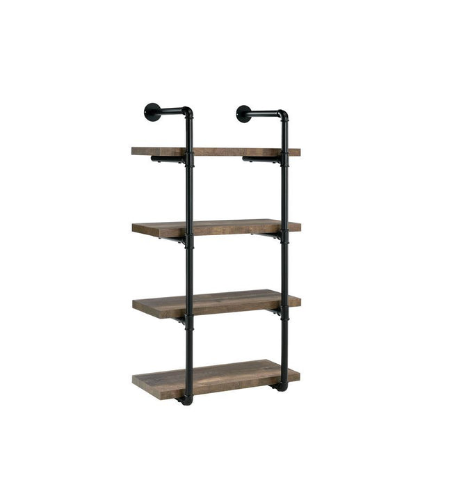 Elmcrest 24-inch Wall Shelf Black and Rustic Oak - National Warehouse Furniture (Buffalo, NY)