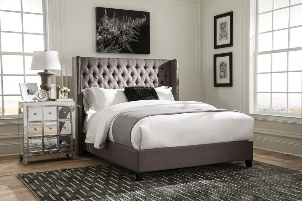 Bancroft Demi-wing Upholstered California King, E.King, Queen & Full Bed Grey - National Warehouse Furniture (Buffalo, NY)