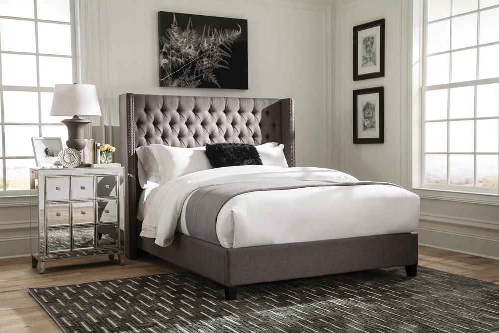 Bancroft Demi-wing Upholstered California King, E.King, Queen & Full Bed Grey - National Warehouse Furniture (Buffalo, NY)