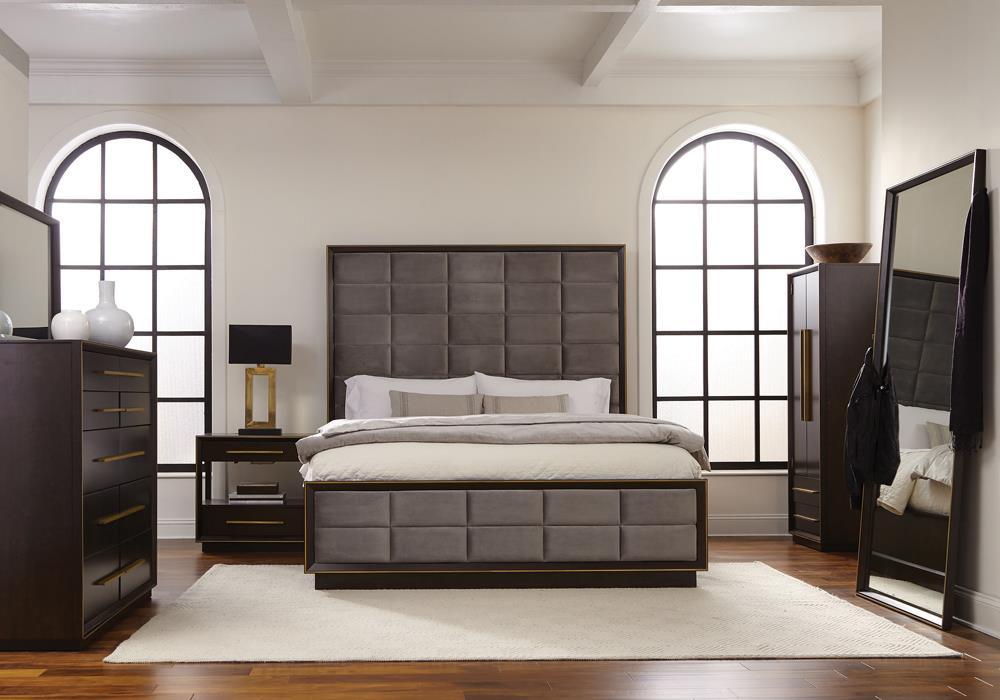 Durango California King, Eastren King, & Queen Upholstered Bed Smoked Peppercorn and Grey - National Warehouse Furniture (Buffalo, NY)