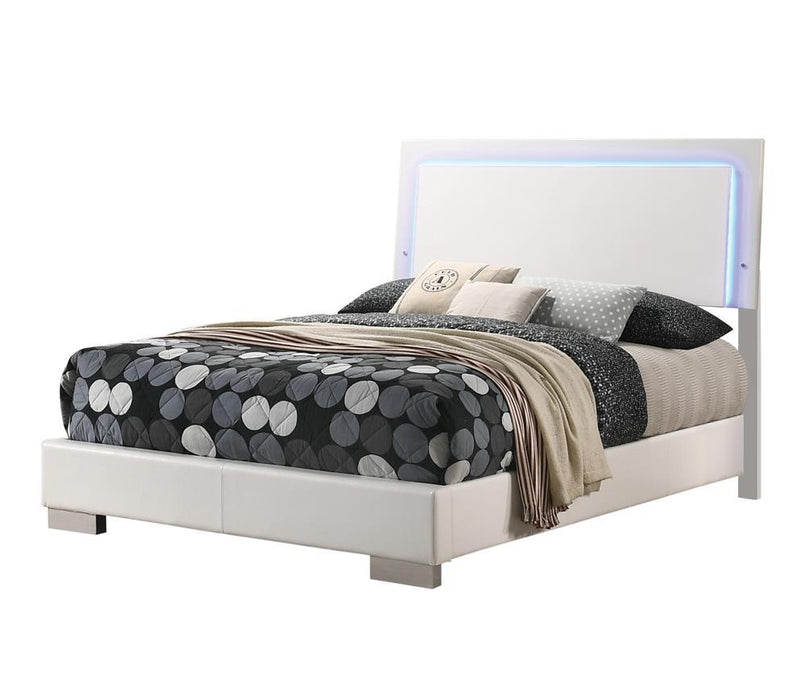 Felicity Full & Twin Panel Bed with LED Lighting Glossy White - National Warehouse Furniture (Buffalo, NY)