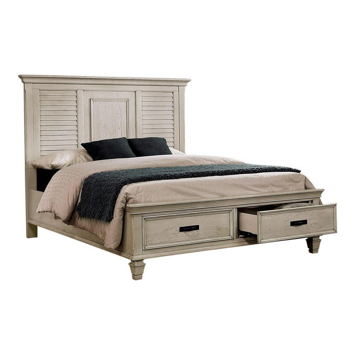 Franco Eastern King & Queen Storage Bed Antique White - National Warehouse Furniture (Buffalo, NY)