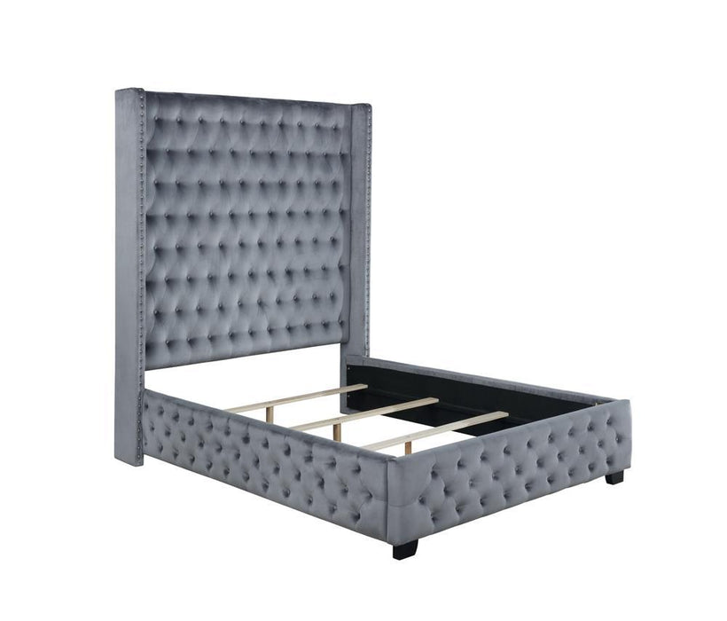 Rocori Queen Wingback Tufted Bed Grey - National Warehouse Furniture (Buffalo, NY)