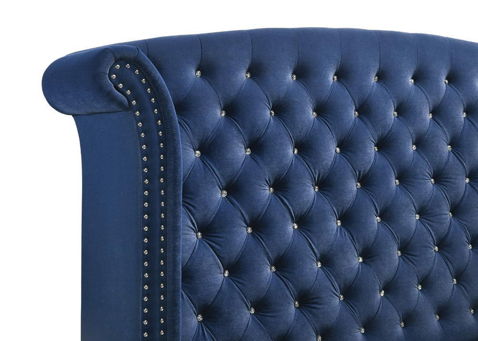 Melody California King, Eastren King, Queen Wingback Upholstered Bed Pacific Blue & Grey - National Warehouse Furniture (Buffalo, NY)
