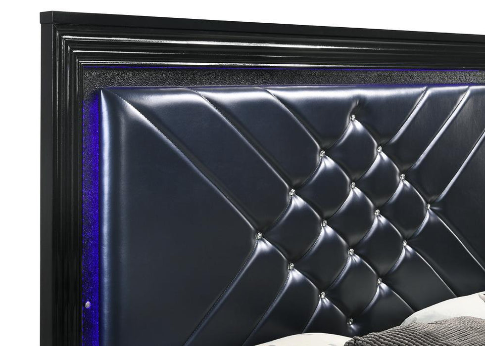 Penelope Queen Bed with LED Lighting Black and Midnight Star - National Warehouse Furniture (Buffalo, NY)