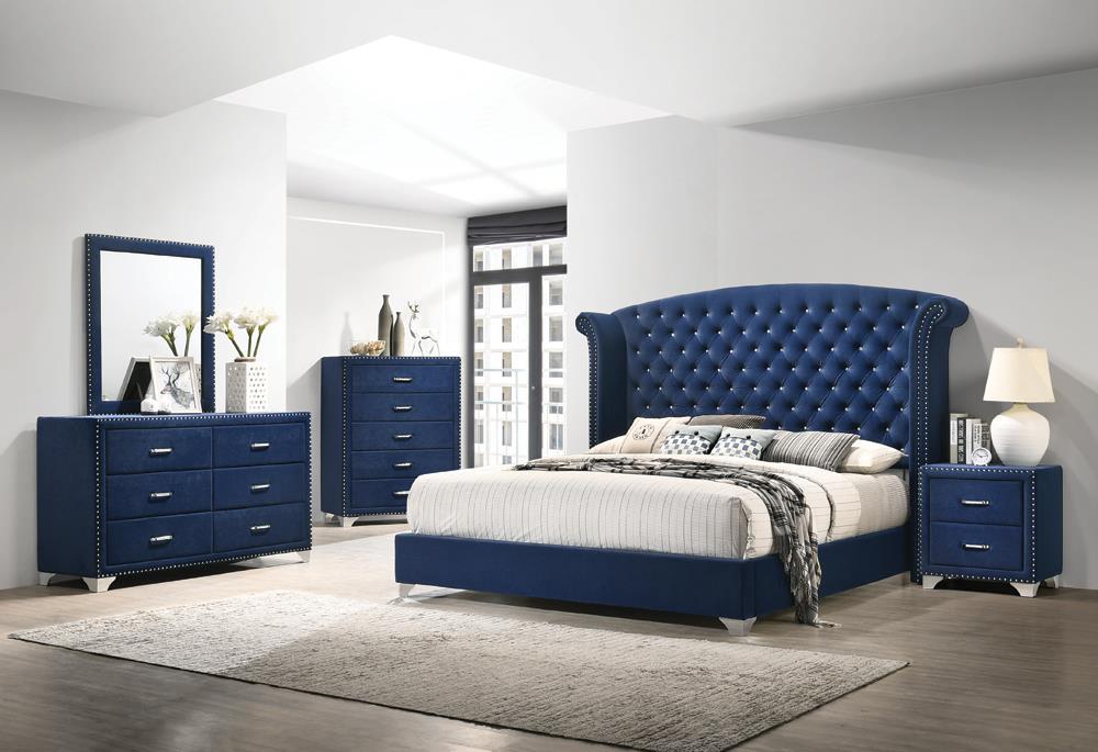 Melody 2-drawer Upholstered Nightstand Pacific Blue - National Warehouse Furniture (Buffalo, NY)