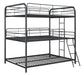 Garner Triple Full Bunk Bed with Ladder Gunmetal - National Warehouse Furniture (Buffalo, NY)
