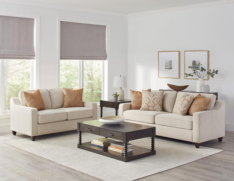 Christine Upholstered Cushion Back Loveseat Beige - National Warehouse Furniture (Buffalo, NY)