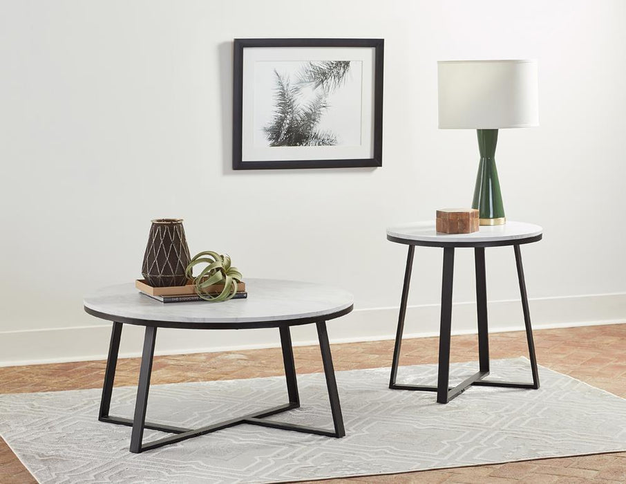 Hugo Round Coffee Table White and Matte Black - National Warehouse Furniture (Buffalo, NY)