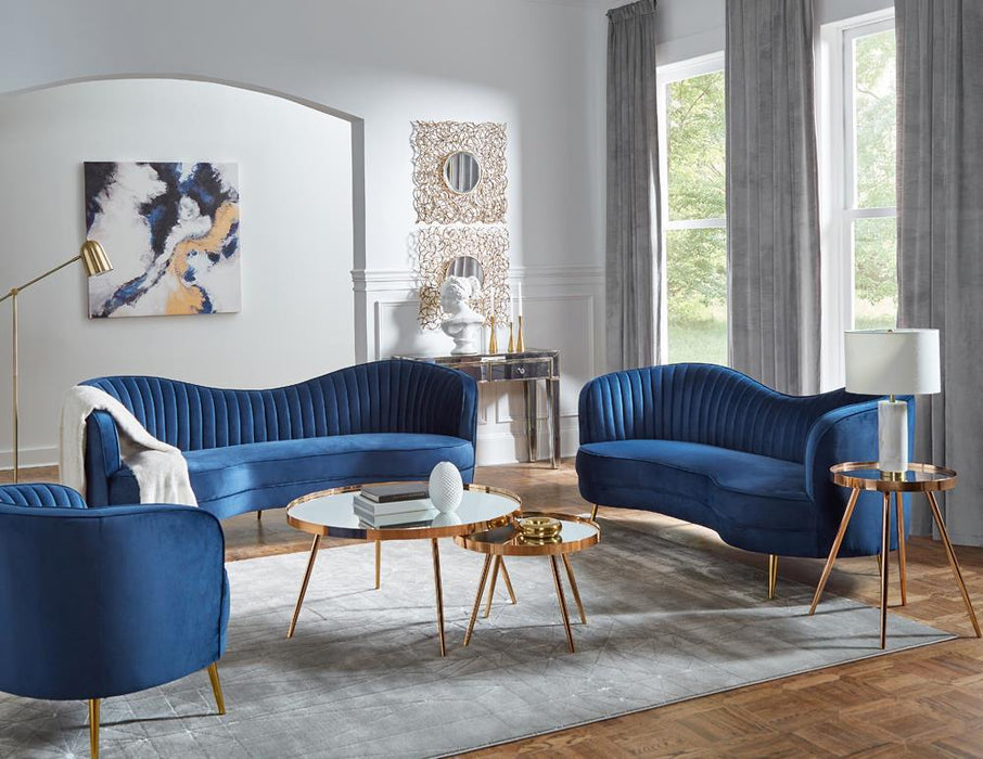 Sophia Upholstered Vertical Channel Tufted Chair Blue - National Warehouse Furniture (Buffalo, NY)
