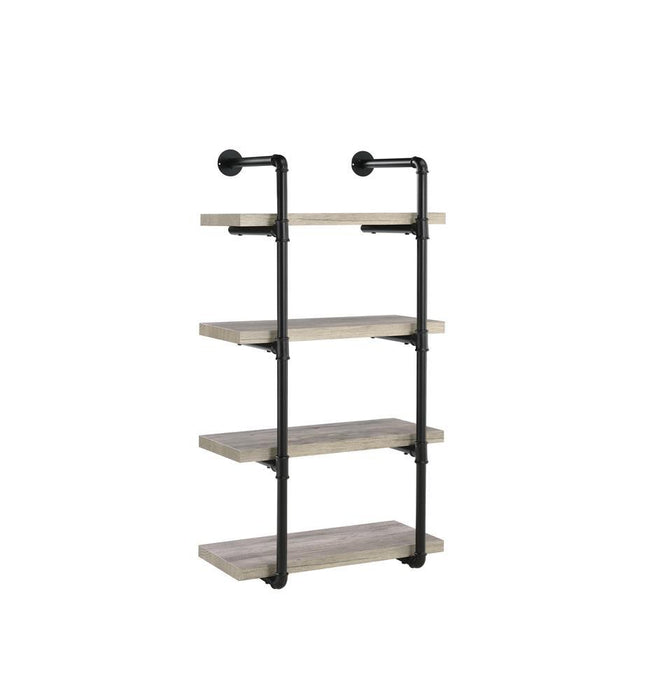 Elmcrest 24-inch Wall Shelf Black and Rustic Oak - National Warehouse Furniture (Buffalo, NY)