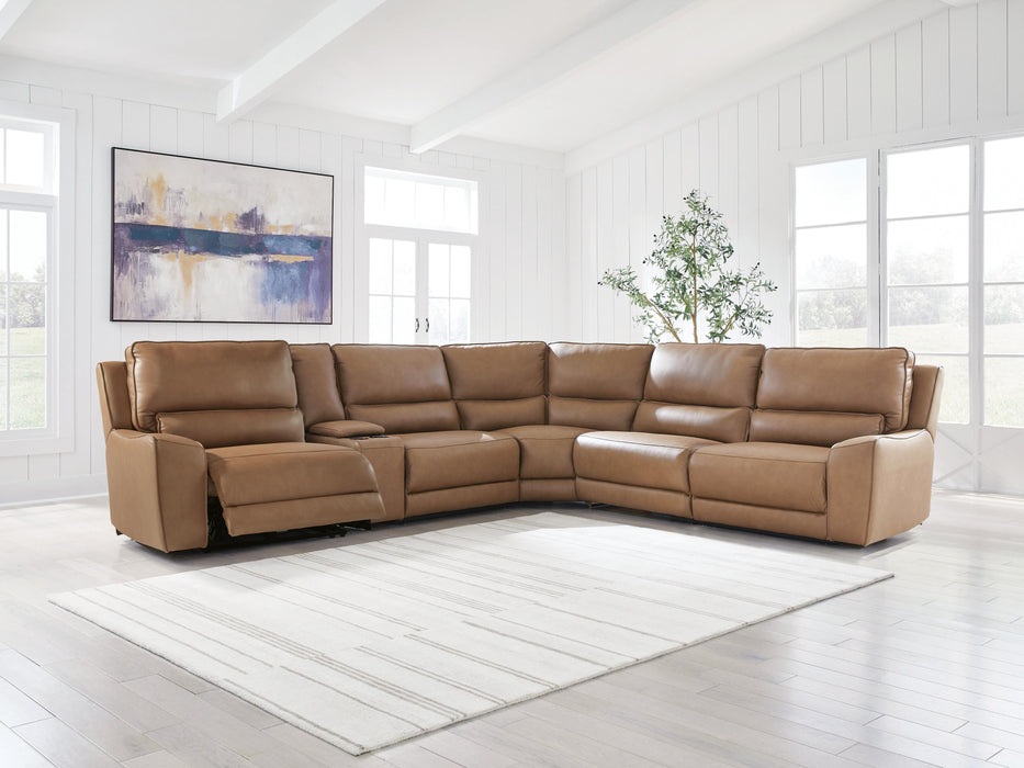 DeepWakes Reclining Sectional with Storage Console - National Warehouse Furniture (Buffalo, NY)