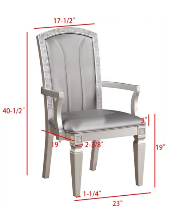 Crown Mark Klina Glam Dining Arm Chair in Light Gray (Set of 2) - National Warehouse Furniture (Buffalo, NY)
