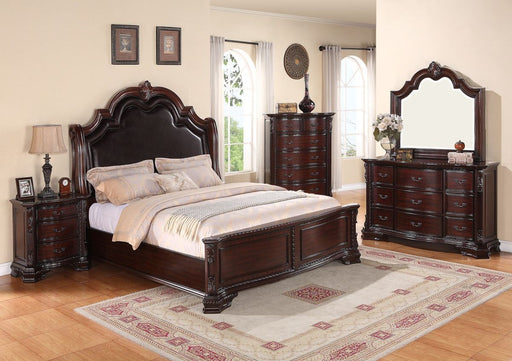 Crown Mark Furniture Sheffield Upholstered King Bed in Dark Cherry image