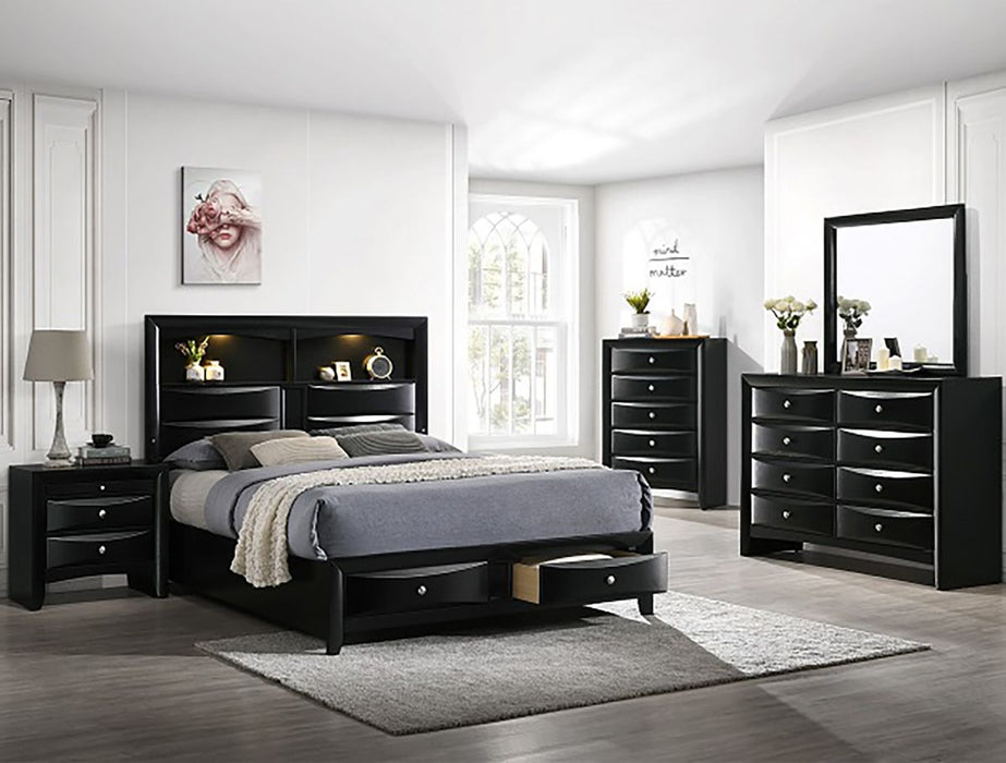 Crown Mark Furniture Fallon King Platform Bed with Storage in Black B4288-K - National Warehouse Furniture (Buffalo, NY)