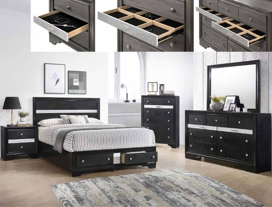 Crown Mark Regata Nightstand in Black - National Warehouse Furniture (Buffalo, NY)