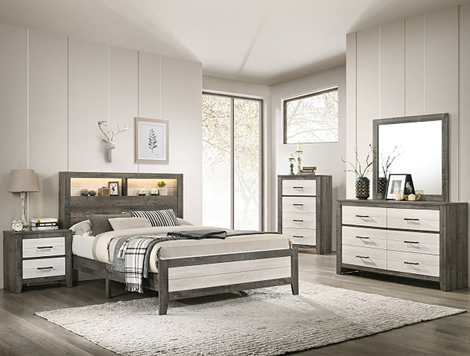 Crown Mark Furniture Rhett 2 Drawer Nightstand in Gray