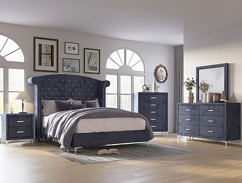 Crown Mark Furniture Lucinda 2 Drawer Nightstand in Gray - National Warehouse Furniture (Buffalo, NY)
