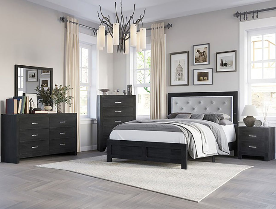 Crown Mark Furniture Jaylen King Upholstered Panel Bed in Black - National Warehouse Furniture (Buffalo, NY)