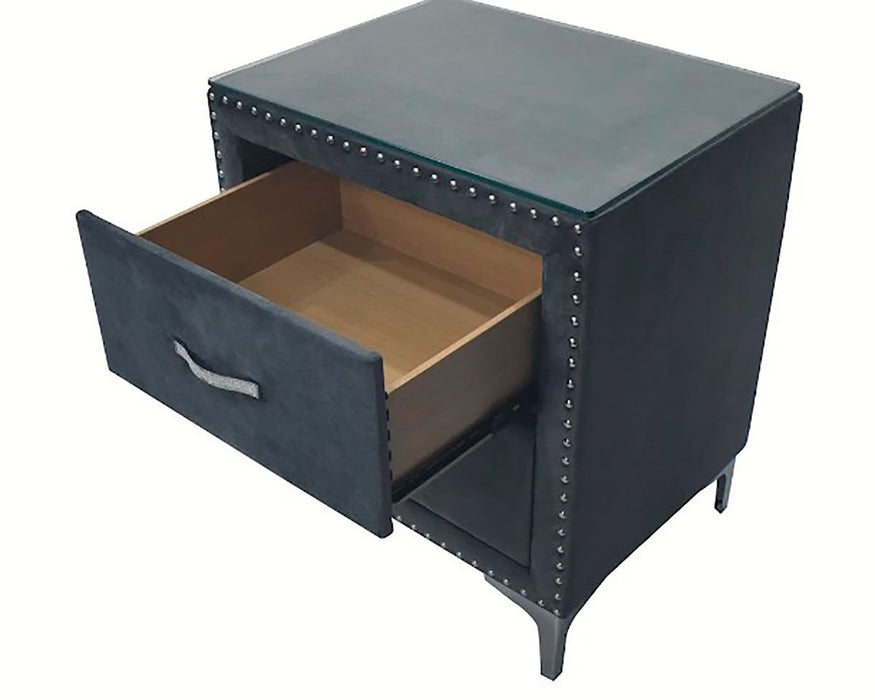 Crown Mark Furniture Lucinda 2 Drawer Nightstand in Gray - National Warehouse Furniture (Buffalo, NY)