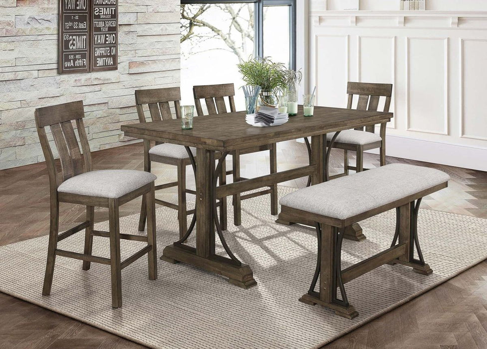 Crown Mark Quincy Rectangular Counter Height Table in Light Brown 2831T-3671-TOP